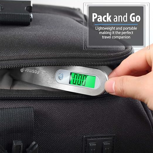 Fosmon Digital Luggage Scale (2 Pack) Digitial LCD Display Backlight Baggage Scale with 110lbs Capacity, Portable Stainless Steel Hanging Luggage Weight Scale with Tare Function for Travelers - Silver