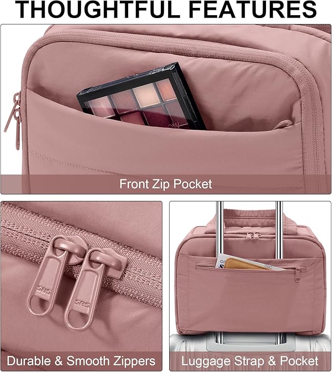 Bagstellar Travel Toiletry Bag for Women, Lightweight Large Quilted Puffy Makeup Bag Wide-open Make up Organizer Cloud Cosmetic Bag w/Handle for Traveling, Toiletries Essentials Accessories Dark Pink
