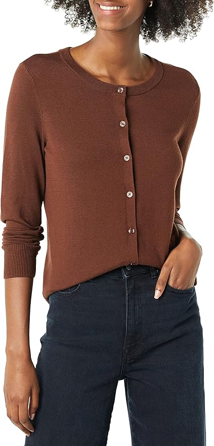 Amazon Essentials Women's Lightweight Crewneck Cardigan Sweater (Available in Plus Size)