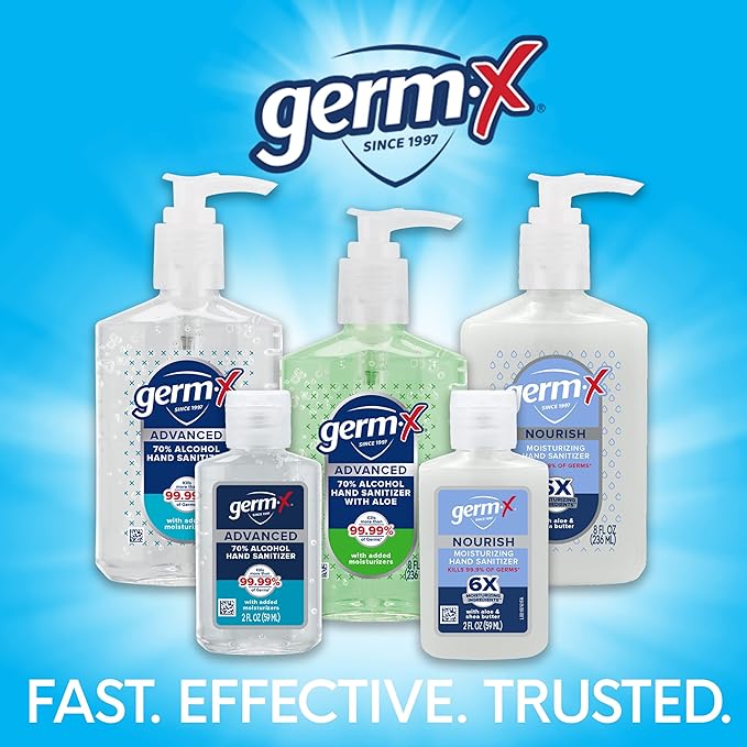 Germ-X Advanced Hand Sanitizer, 34 Fl Oz (1 Liter), Less Drying Moisturizing Clear Gel, No Rinse Formula, Large Family Size Pump Bottle