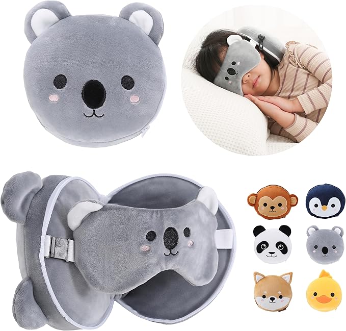 ecoZen Lifestyle Neck Pillow with Eye Mask (Koala)