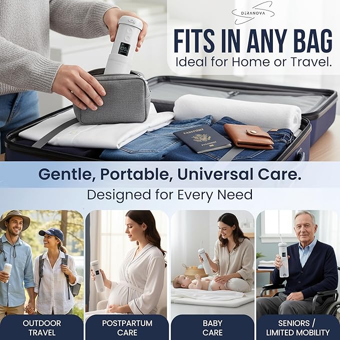 High-Pressure Portable Bidet for Travel – Electric, USB Rechargeable with Strong, Targeted Spray for a Clean Feel Anywhere, Waterproof & Ideal for Postpartum Care