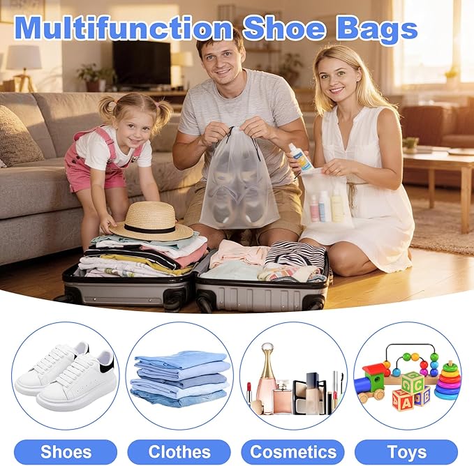 Shoe Bags For Travel Cruise Essentials Vacation Essentials Waterproof Dustproof Clear For Men Women 3 Sizes 18 Pack