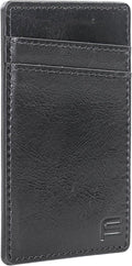 Faraday Wallet - RFID Blocking | Aluminum Credit Card Holder | Slim Minimalist Wallet | Locking Button Release | MagSafe Compatible | Money Clip | Genuine Leather (Faraday Companion Wallet)