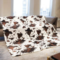 King Throw Blanket for Bed Couch, Cow Print Blanket King Size, Extra Large Soft Cozy Fleece Throws, Lightweight Western Country Style Plush Bedding Decor for Bedroom Living Room Dorm 90"x108"