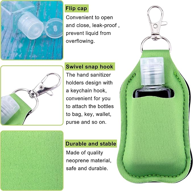 Duufin 40 Pieces Hand Sanitizer Keychain Holders Set with 20 Pieces Hand Sanitizer Holder and 20 Pieces Empty Travel Bottles