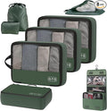 8-Piece Compression Packing Cubes for Travel, Trendy Luggage Organizer Set for Young Travelers, Space Saving for Carry-On, Suitcase, Vacation & Weekend Trips - Avocado Green