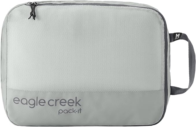 Eagle Creek Pack-It Reveal Clean/Dirty Cube M - Water-Resistant Dual Compartment Packing Cube With Internal Divider for Clean & Dirty Clothes - Travel Essentials - Storm Grey
