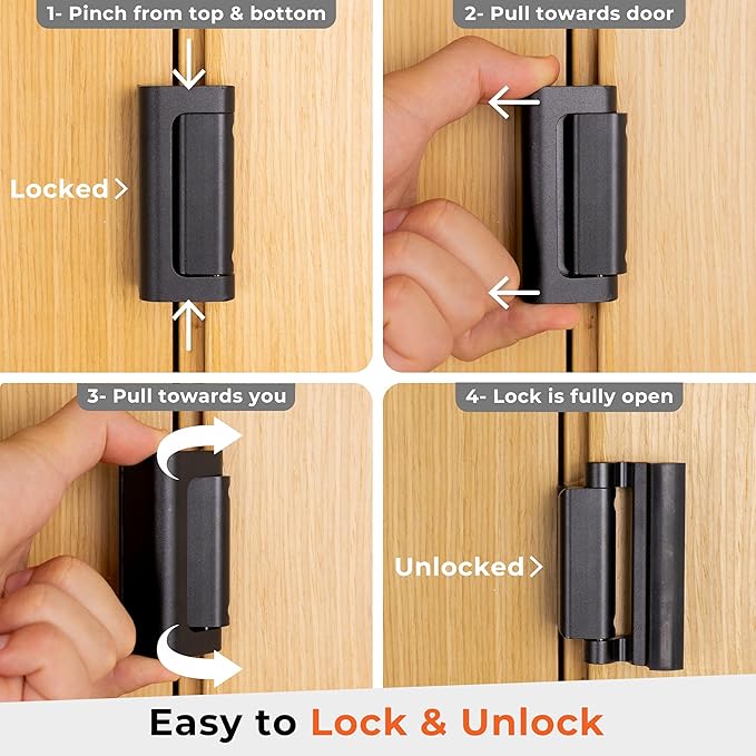 2-Pack Door Reinforcement Lock - Child Proof Door Lock - Endures 800 lbs of Impact Force - Interior Door Locks for Kids Safety - Security Door Latches for Top of Door