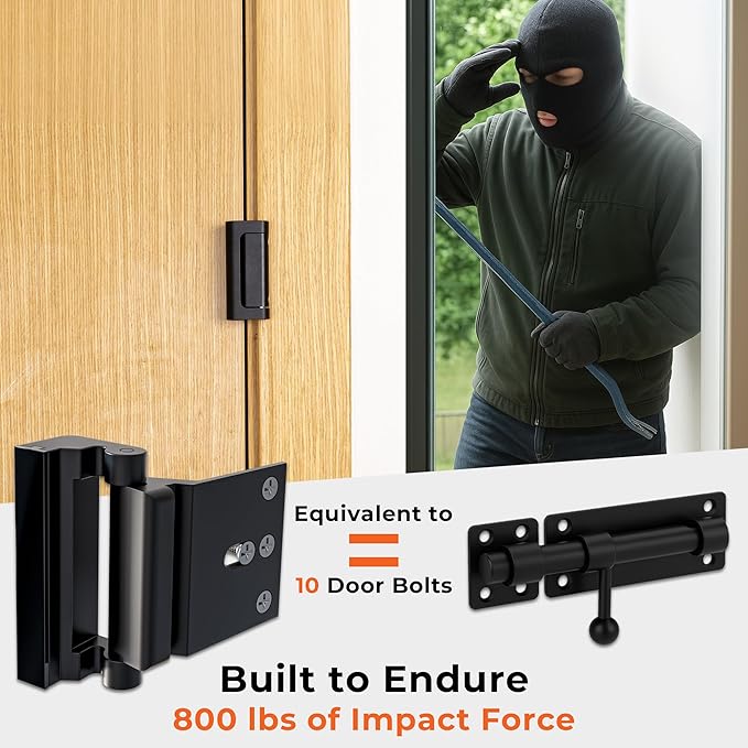 2-Pack Door Reinforcement Lock - Child Proof Door Lock - Endures 800 lbs of Impact Force - Interior Door Locks for Kids Safety - Security Door Latches for Top of Door