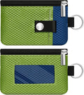 Minimalist RFID Blocking Small Wallet with ID Window,WaterResistant Zip Id Case Wallet with Lanyard Keychain for Cards,Cash,Travel,Women,Men (Olive Green/Electric Blue)