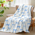 Wajade Blue Bow Kids Blanket for Girls - Blue Bow Blanket Birthday Decor for Kids Age 3 4 5 6 7 8 9 10 11 12 Years Old Teens Child Toddler Throw Blue 50"x60"