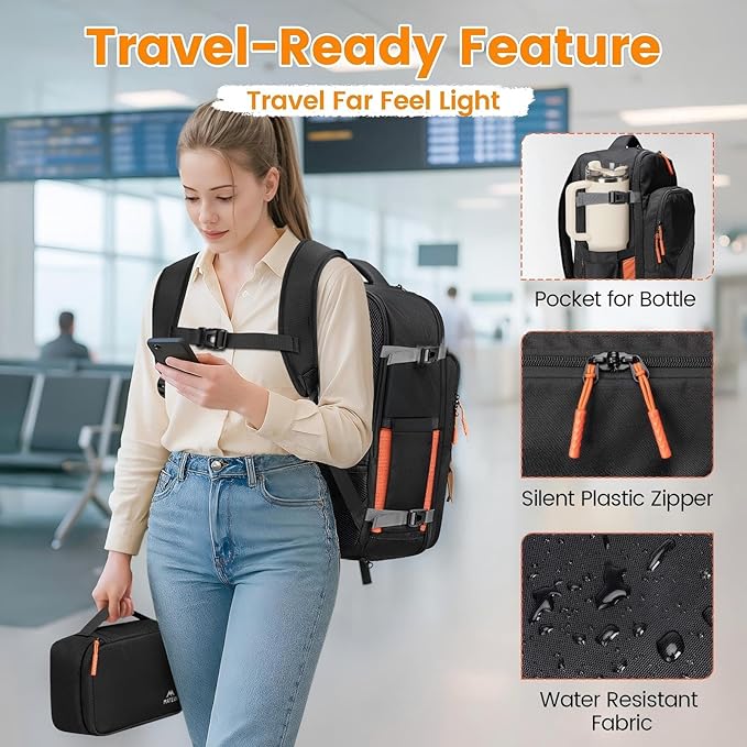 MATEIN Personal Item Backpack 18x14x8 with Shoe Compartment Detachable, Airline Approved Carry On Backpack for Travel with Electronics Case, Lightweight Luggage Bag for Spirit Airlines Fits 17" Laptop