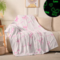 Wajade Pink Bow Glow in The Dark Love Blanket Birthday Gifts for Girls 1 2 3 4 5 6 7 8 9 10 11 12 Kids Blanket with Heart Christmas Girl Gifts Ideas Cute Bedroom Decor 60"×80"