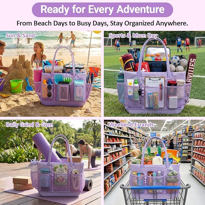Beach Bag Organizer Insert for Extra Large Bogg Bag Accessories,Xl X Lightweight Wrap Around Inner Outer Liner,18 Pockets,Mesh Zipper Pocket Storage,Organizing L Rubber Eva Tote Bags Organization