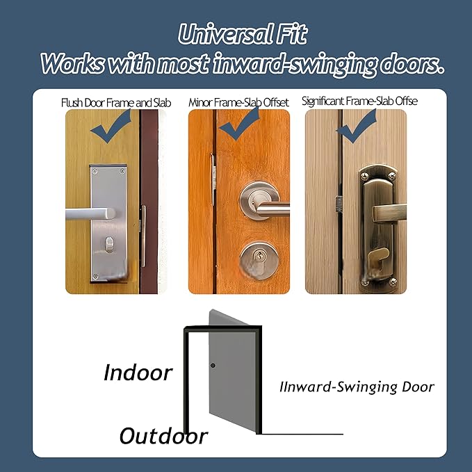 Portable Hotel Door Locks, Upgraded Adjustable Travel Door Stopper for Inward-Swinging Doors, Fits 2mm+ Gap, TSA-Approved, Extra Security for Apartment, Dorm, 1 Pack 304 Stainless Steel