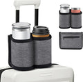Luggage Cup Holder for Suitcases Free Hands, Travel Accessories, Luggage Cup Caddy Gifts, Beverage Holder, Universal Luggage Accessories for Flight Attendants, Business Travelers (Grey-02)
