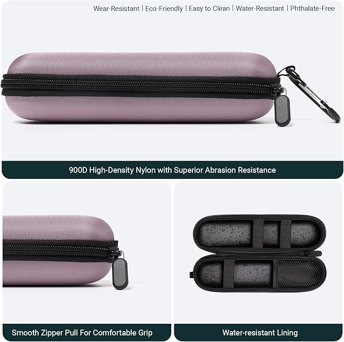Nincha Compact Electric Toothbrush Travel Case, EVA Protective Storage Bag for Philips Sonicare/Oral-B, Waterproof Portable Carrying Case with Mesh Pocket & Elastic Bands (Smoky Pink)