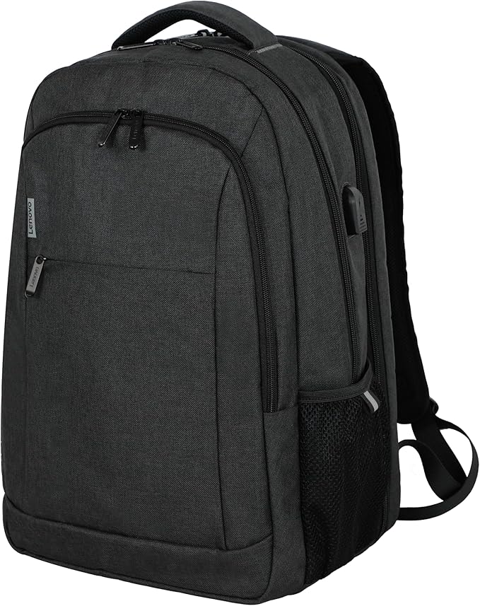 Lenovo B325 Laptop Backpack 35L – Anti-Theft, Water-Resistant, USB Charging Port, Fits 16-Inch Laptops, 2 Compartments, Luggage Strap, Travel Backpack for Work, School, Men & Women, Black