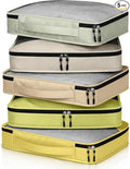 5 Pcs Packing Cubes for Suitcase Large Travel Cubes Carry on Luggage Organizer Bags for Clothes Accessories(M,Yellow)