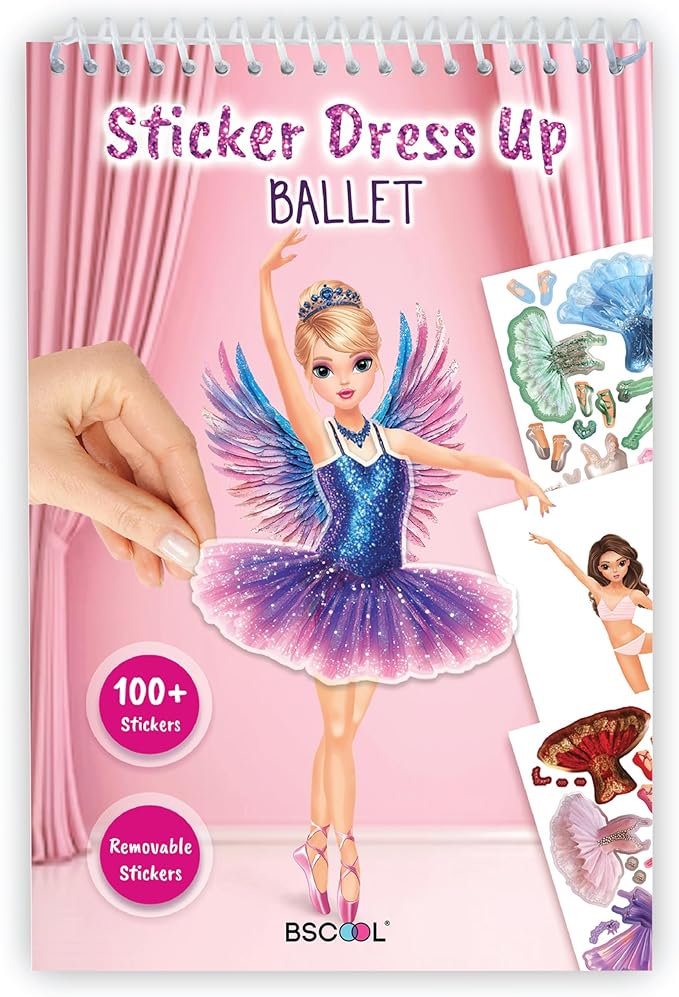 BSCOOL Sticker Dress Up Ballet - Sticker Activity Book for Kids. Learn Girls Fashion Design for Ballet with Stickers and Guides for Kids 5 and up. with 100+ Removable Stickers