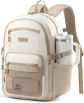 LOVEVOOK Laptop Backpack Women with 40oz Cup Holder Buckle Strap, 17.3 Inch Tech-Ready Work Backpack, TSA-compliant for Travel & College with Versatile Mesh Pocket, Oatmeal Cream