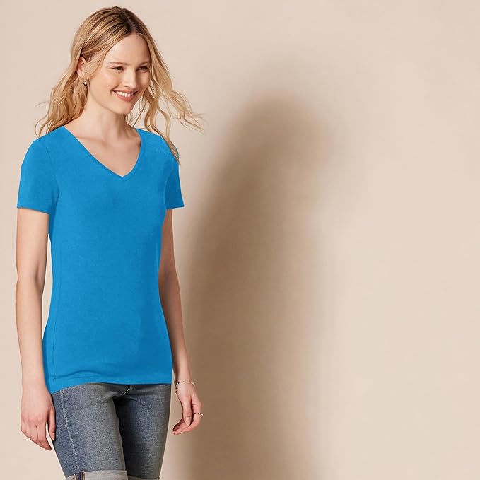 Amazon Essentials Women's Regular-Fit Short-Sleeve T-Shirt (Crewneck and V-Neck Options), Multipacks