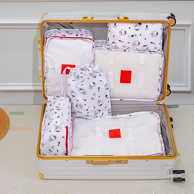 AmBealla 6 Set Travel Organizers for Luggage Compression Packing Cubes Set,Waterproof Cute Twill Travel Organizer Bags Packing Cubes for Clothes,Suitcase for Lady