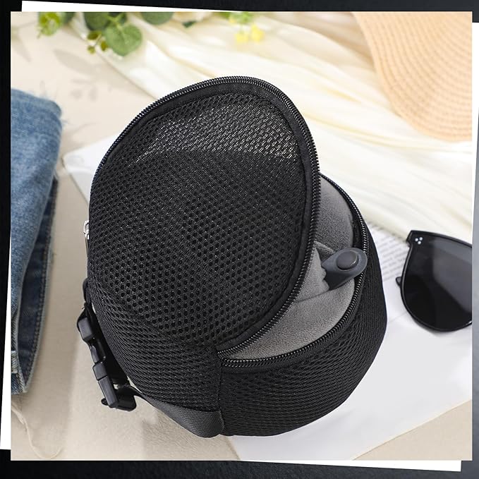 Shinylin 1 Pack Black Neck Pillow Travel Case Compact Carrying Case Bag for Airplane Train Journey Quick Release Clasp Attaches to Luggage (Pillow Not Included)