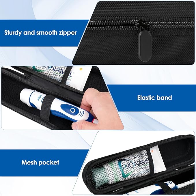 Linkidea Large Electric Toothbrush and Toothpaste Travel Case, Hard Shell Dual Powered Brushes Bag with Toothpaste Storage, Compatible with Oral-B, Spinbrush Pro, Philips Sonicare