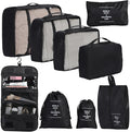 9 Set Packing Cubes for Travel Essentials, Suitcase Organizer Bags for Airplane Road Trip Camp - Black