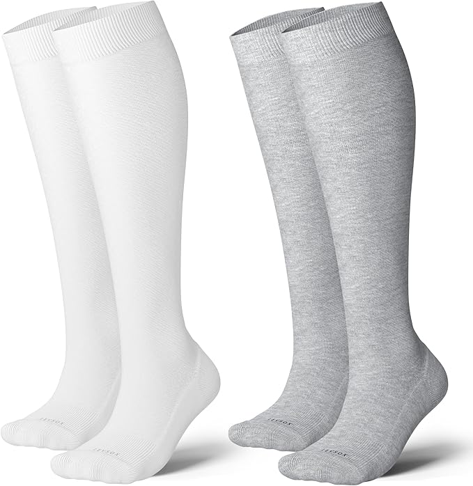 LEVSOX Cotton Compression Socks for Women&Men 20-30mmHg Knee High Cute Support Sock for Nurses Pregnancy Travel