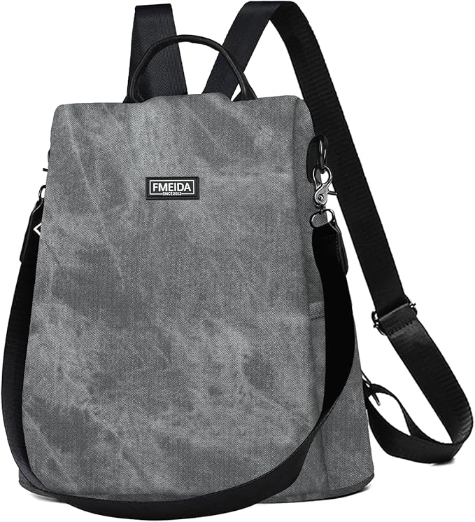 Fmeida PU Leather Backpack Purse for Women Anti Theft Backpack Convertible Fashion Travel Purse Grey