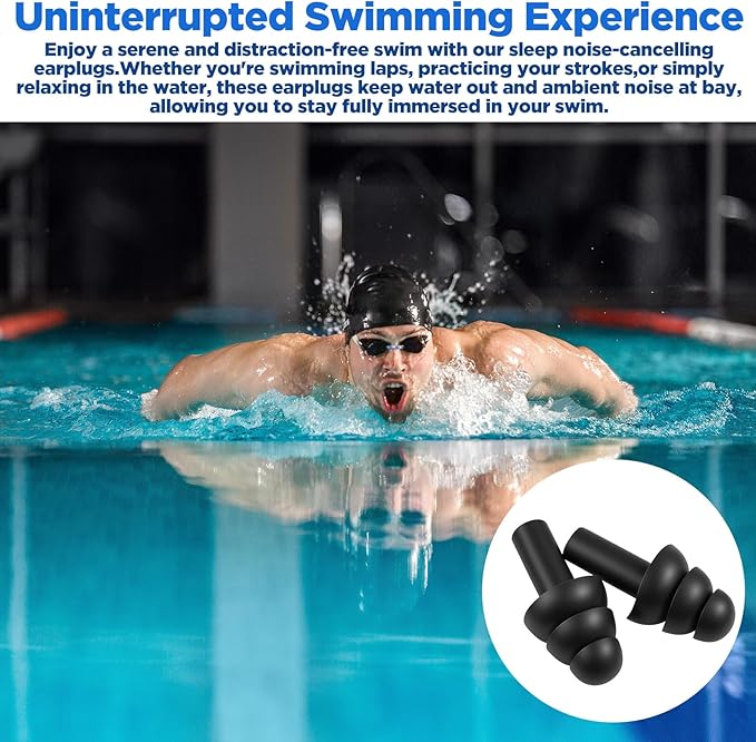 200 Pairs Silicone Ear Plugs Reusable Waterproof EarPlugs Sleeping Noise Cancelling Soft Foam Ear Plugs Hearing Protection for Swimming, Concerts, Shooting, Travel, and Construction