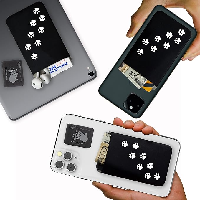 Phone Wallet - Adhesive Card Holder - Cell Phone Pouch - Stick on Lycra Pocket by Gecko - Carry Credit Cards and Cash