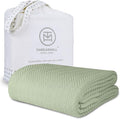 Threadmill Luxury Cotton King Size Blanket | All-Season Cozy Cotton Blankets for King Size Bed | Herringbone Soft Fall Thermal Blanket fits California King Size Bed 106 x 92 | Sage Green