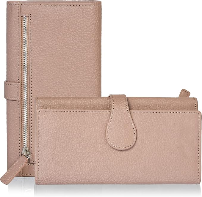 Real Leather Women Wallet Leather with RFID Blocking -Trifold Card Holder Designer Ladies Clutch with ID Window Wallets