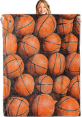 Basketball Throw Blanket,60x80in,Soft,Lightweight Flannel,Realistic Sport Balls Blankets - Gifts for Kids Women Men,Game Day Lovers,for Couch Office Travel,Home Living Room Decor