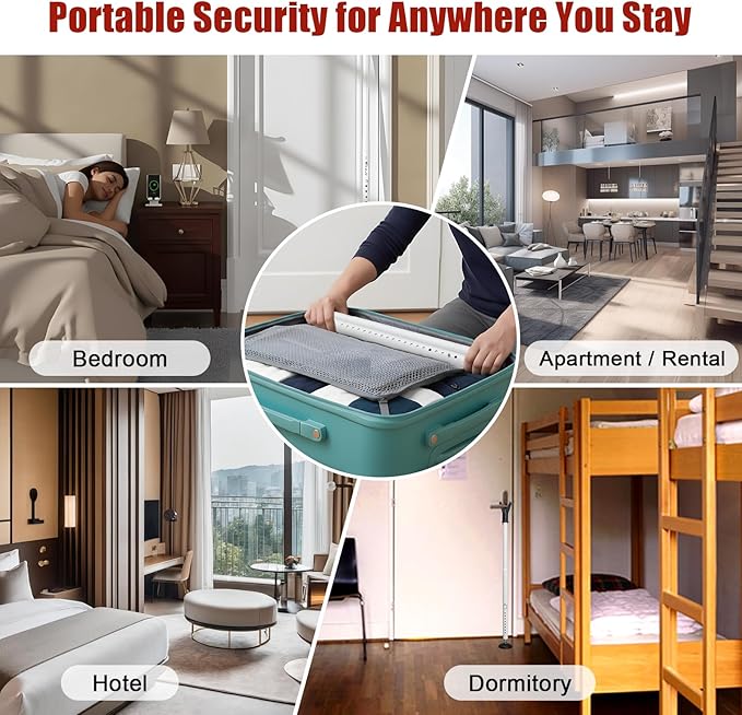 Door Security Bar – 600LB Heavy Duty Anti-Slip Door Stopper Jammer Stick,Adjustable 24.5–50.7'' Lock Blocker for Home,Apartment&Travel,Portable for Hinged Front & Sliding Patio Doors