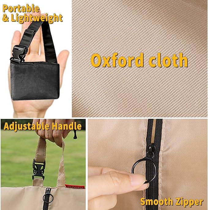Travel Shoe Bags with Buckle Set of 2 – Clip On Shoes Pouch Organizer with Zipper, Portable Storage Bags for Packing, Gym, Sports, Golf, Soccer, Bowling, Basketball (Khaki)