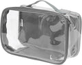 Small Clear Travel Packing Cube/See Through PVC Plastic Pouch for Carry On Suitcase, Backpack or Diaper Bag/Transparent Multipurpose Accessories, Makeup & Underwear Organizer w/Handle (Gray)