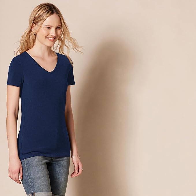Amazon Essentials Women's Regular-Fit Short-Sleeve T-Shirt (Crewneck and V-Neck Options), Multipacks