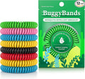 BuggyBands 12 Pack Mosquito Repellent Bracelets for Adults & Kids, Individually Wrapped, DEET Free, Natural and Waterproof Band