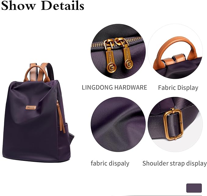 Women's Backpack Purse Nylon Anti-theft Casual Water Resistant Lightweight Small Shoulder Bags 2026 for Travle Cute Fashion Camping Bag for Work Daily Going Out Dackpack Ladies Dark Purple