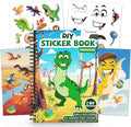 Dinosaur Reusable Sticker Book for Toddlers, DIY Make-a-face Animals Jelly Fun 3D Stickers, Washable Puffy Stickers for Kids Toys, Airplane Road Trip Travel Activities Essentials for Kids 3 4 5 Years
