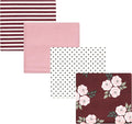 Hudson Baby Unisex Baby Cotton Flannel Receiving Blankets, Burgundy Floral, One Size