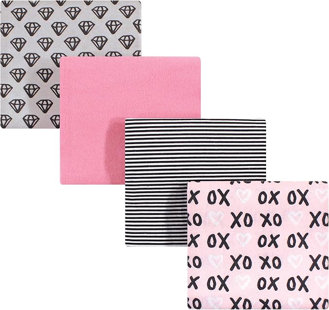 Hudson Baby Unisex Baby Cotton Flannel Receiving Blankets, Xoxo, One Size