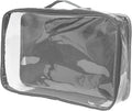 Large Clear Travel Packing Cube/See-Through PVC Organizer for Suitcase/Multipurpose Pouch w/Handle/Dress Shirts, Pants, Cashmere, Sweaters & Seasonal Linen Storage Protection (Gray)