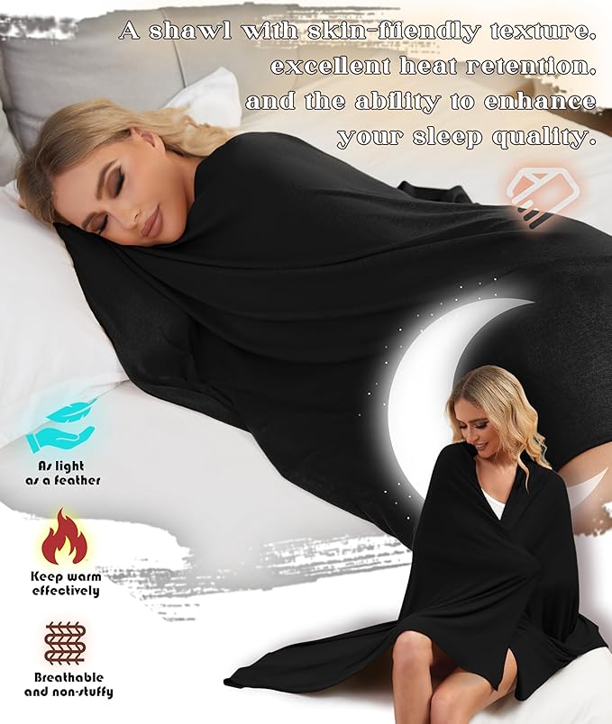Tencel Cashmere Shawl Wraps for Women,Pashmina Stole Airplane Travel Wool Scarf Blanket Wrap Lightweight UPF 50+
