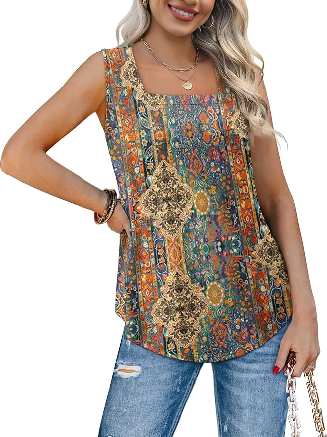 WIHOLL Women's Square Neck Tank Top